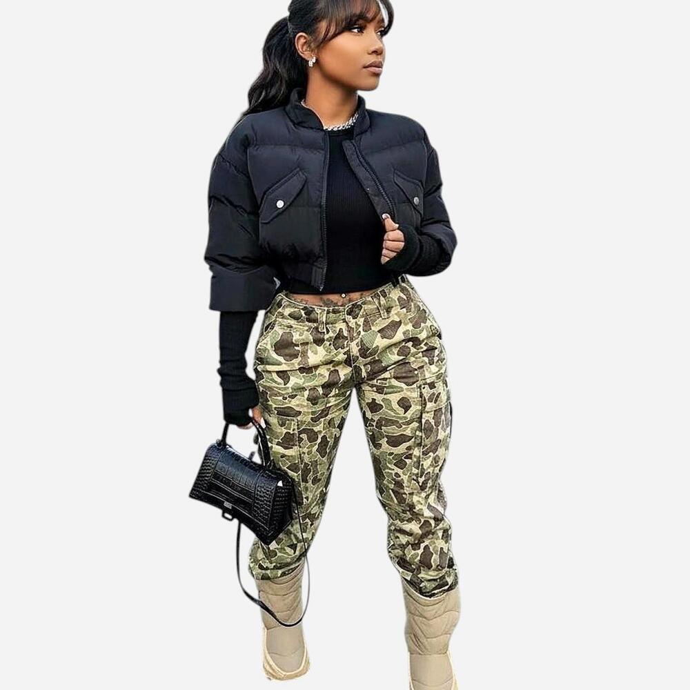 NEW Black Cropped Bomber Jacket – Size S